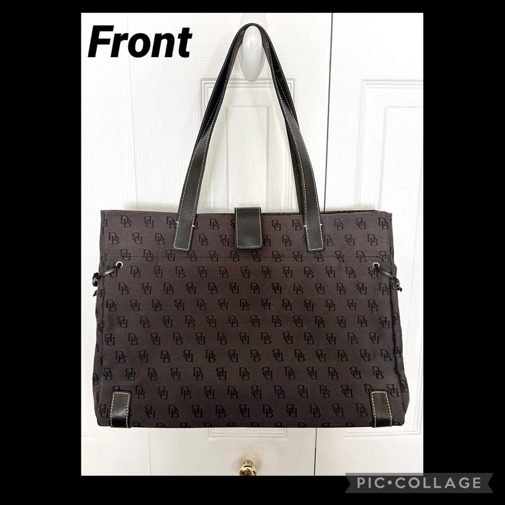 Dooney & Bourke Black Monogram Tote Bag w/Accessories, Leather Accents